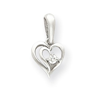 14k White Gold VS Diamond heart pendant