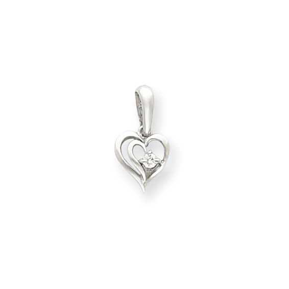 14k White Gold VS Diamond heart pendant