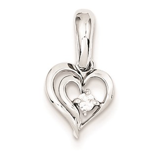 14k White Gold AA Diamond Heart Pendant