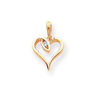 14k A Diamond heart pendant