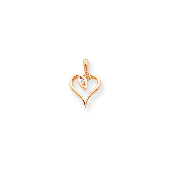 14k AA Diamond heart pendant