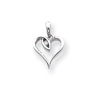14k White Gold A Diamond heart pendant