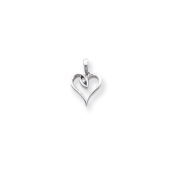 14k White Gold A Diamond heart pendant
