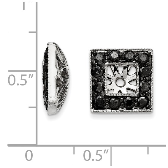14K White Gold Black Diamond Square Jacket Earrings