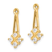 14K Yellow Gold 0.25 Carat a Diamond Dangle Cluster Earring Jackets view 2