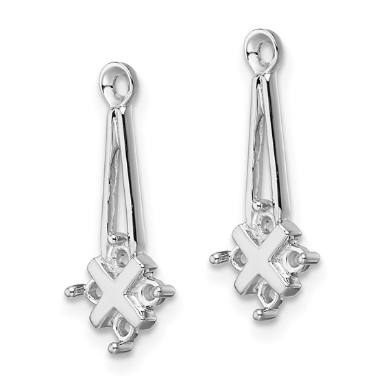 14k White Gold Dangle Cluster Diamond Earring Jacket Mountings