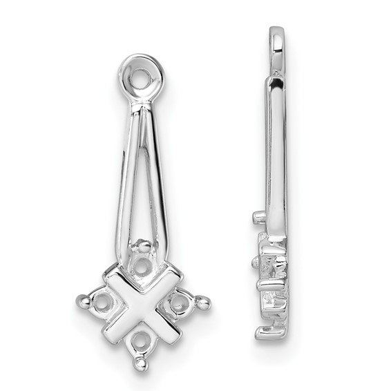 14k White Gold Dangle Cluster Diamond Earring Jacket Mountings