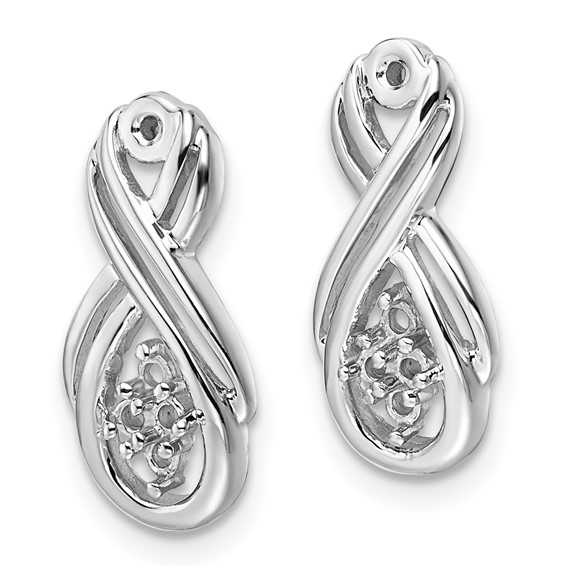 14k White Gold Infinity Holds 8-1.6mm Stones Earring Jacket Mountings