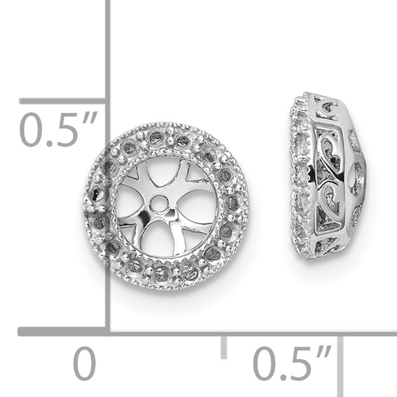 14k White Gold Diamond Circle Earring Jacket Mountings