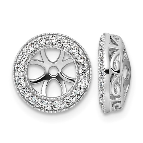14K White Gold 0.38 Carat AA Diamond Circle Earring Jackets