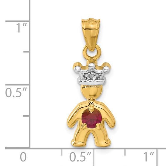 14ky Diamond and Synthetic January Birthstone Boy Pendant