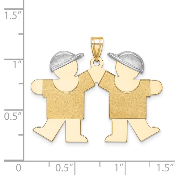 14k Two-tone The Kids Medium Double Boys Engravable Kiss Charm