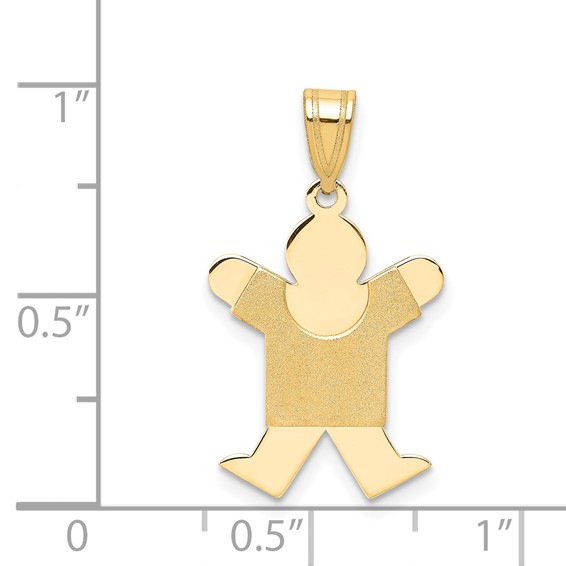 14k The Kids Solid Satin Small Boy Engravable Joy Charm