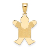 14K Yellow Gold the Kids Solid Satin Small Boy Engravable Joy Charm view 1