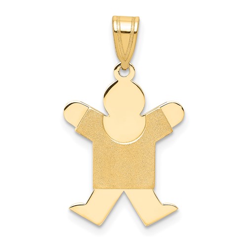 14K Yellow Gold the Kids Solid Satin Small Boy Engravable Joy Charm