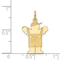 14K the Kids Small Boy with Overalls Engravable Love Charm view 3