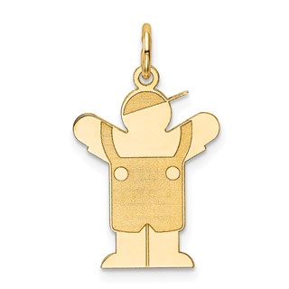 14k The Kids Small Boy with Overalls Engravable Love Charm
