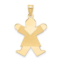 14K the Kids Solid Satin Medium Girl Engravable Joy Charm view 1