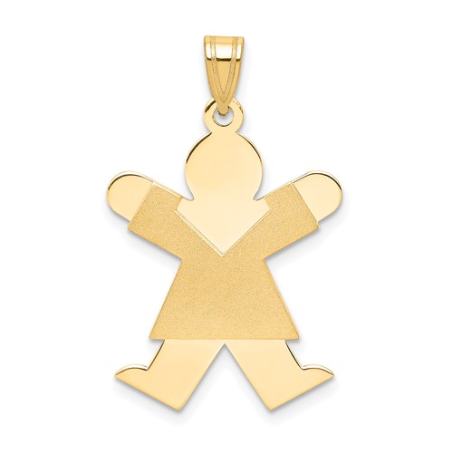 14K Yellow Gold the Kids Solid Satin Medium Girl Engravable Joy Charm