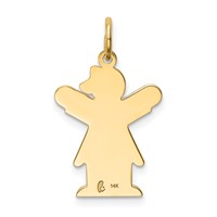 14K Yellow Gold the Kids Small Girl Charm with Ruffles Engravable Love view 4