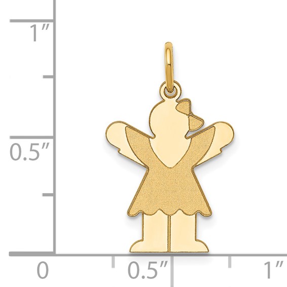14k The Kids Small Girl with Ruffles Engravable Love Charm