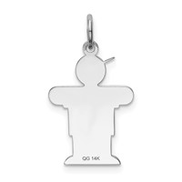 14K White Gold the Kids Small Boy with Hat Engravable Hugs Charm view 4