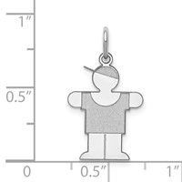 14K White Gold the Kids Small Boy with Hat Engravable Hugs Charm view 3