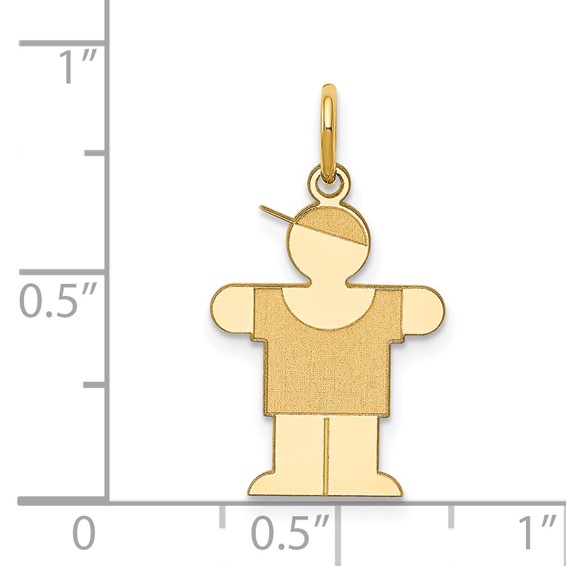 14k The Kids Small Boy with Hat Engravable Hugs Charm