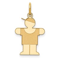 14K the Kids Small Boy with Hat Engravable Hugs Charm view 1