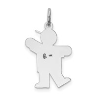 14K White Gold the Kids Small Boy Charm with Hat Engravable Kiss view 4