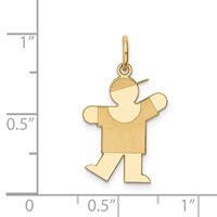 14K Yellow Gold the Kids Small Boy Charm with Hat Engravable Kiss view 3