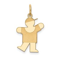 14K Yellow Gold the Kids Small Boy Charm with Hat Engravable Kiss view 1