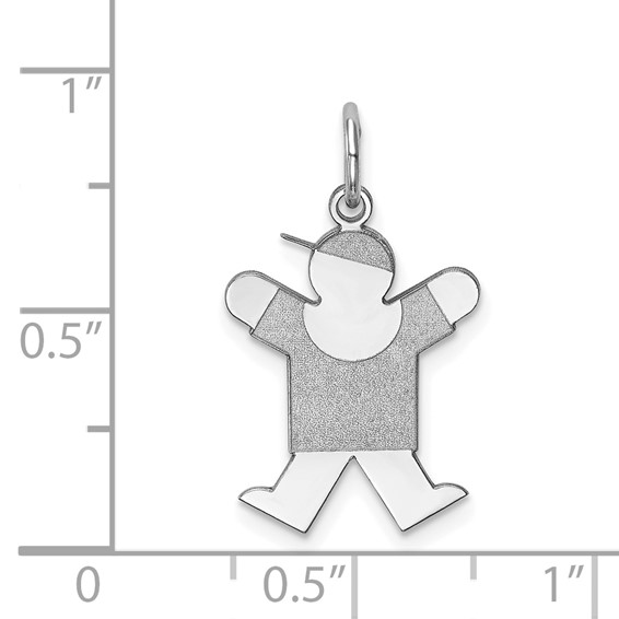 14k White Gold The Kids Small Boy with Hat Engravable Joy Charm