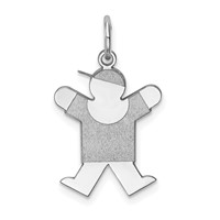 14K White Gold the Kids Small Boy Charm with Hat Engravable Joy view 1