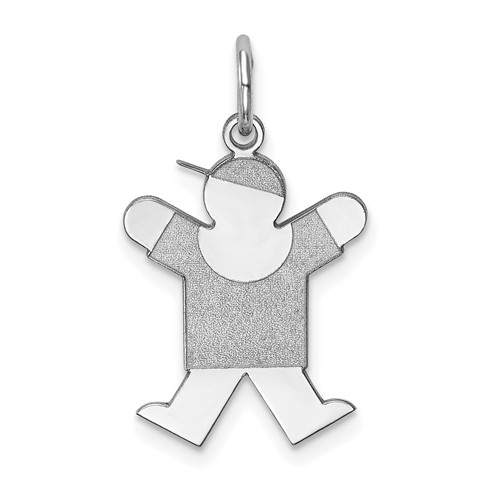 14K White Gold the Kids Small Boy Charm with Hat Engravable Joy