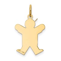 14K Yellow Gold the Kids Small Boy Charm with Hat Engravable Joy view 4