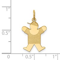 14K Yellow Gold the Kids Small Boy Charm with Hat Engravable Joy view 3