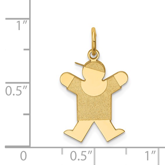 14k The Kids Small Boy with Hat Engravable Joy Charm