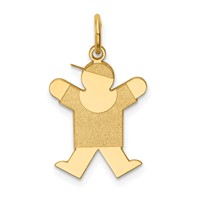 14K Yellow Gold the Kids Small Boy Charm with Hat Engravable Joy view 1