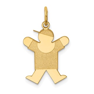 14k The Kids Small Boy with Hat Engravable Joy Charm