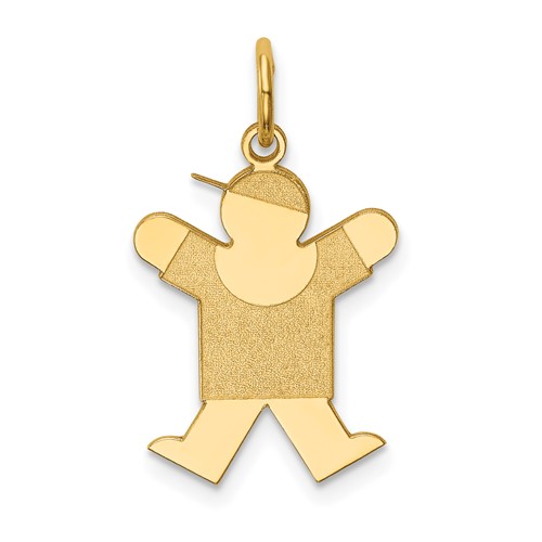 14K Yellow Gold the Kids Small Boy Charm with Hat Engravable Joy