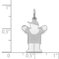 14K White Gold the Kids Small Boy Charm with Hat Engravable Love view 3