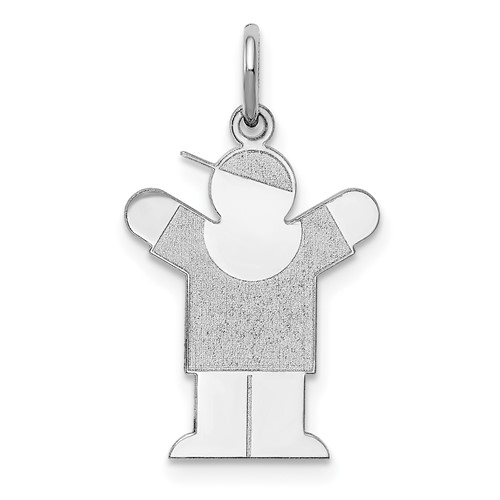 14K White Gold the Kids Small Boy Charm with Hat Engravable Love