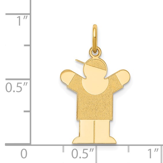 14k The Kids Small Boy with Hat Engravable Love Charm