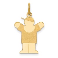 14K Yellow Gold the Kids Small Boy Charm with Hat Engravable Love view 1