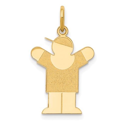 14K Yellow Gold the Kids Small Boy Charm with Hat Engravable Love