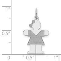 14K White Gold the Kids Small Girl Charm with Bow Engravable Hugs view 3