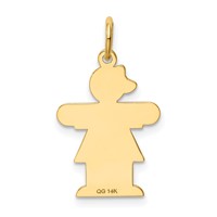 14K Yellow Gold the Kids Small Girl Charm with Bow Engravable Hugs view 4