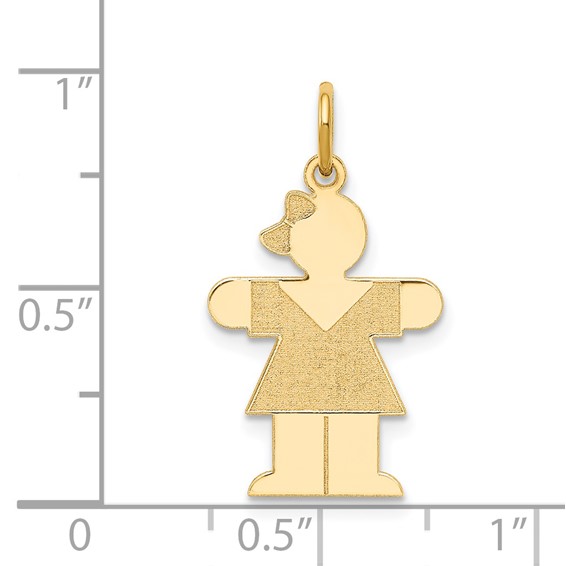 14k The Kids Small Girl with Bow Engravable Hugs Charm