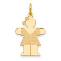 14K Yellow Gold the Kids Small Girl Charm with Bow Engravable Hugs view 1